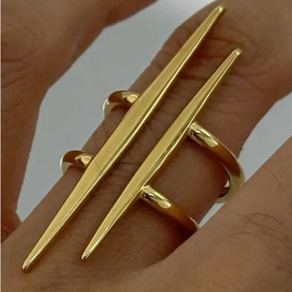 Gold Plated Stainless Steel Adjustable Geometric Statement Ring